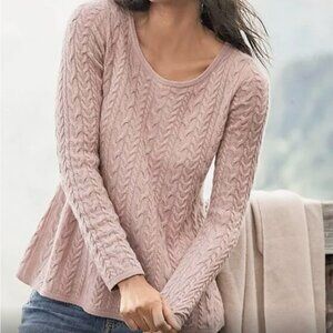 Garnet Hill Cashmere Cable Knit Swing Sweater
